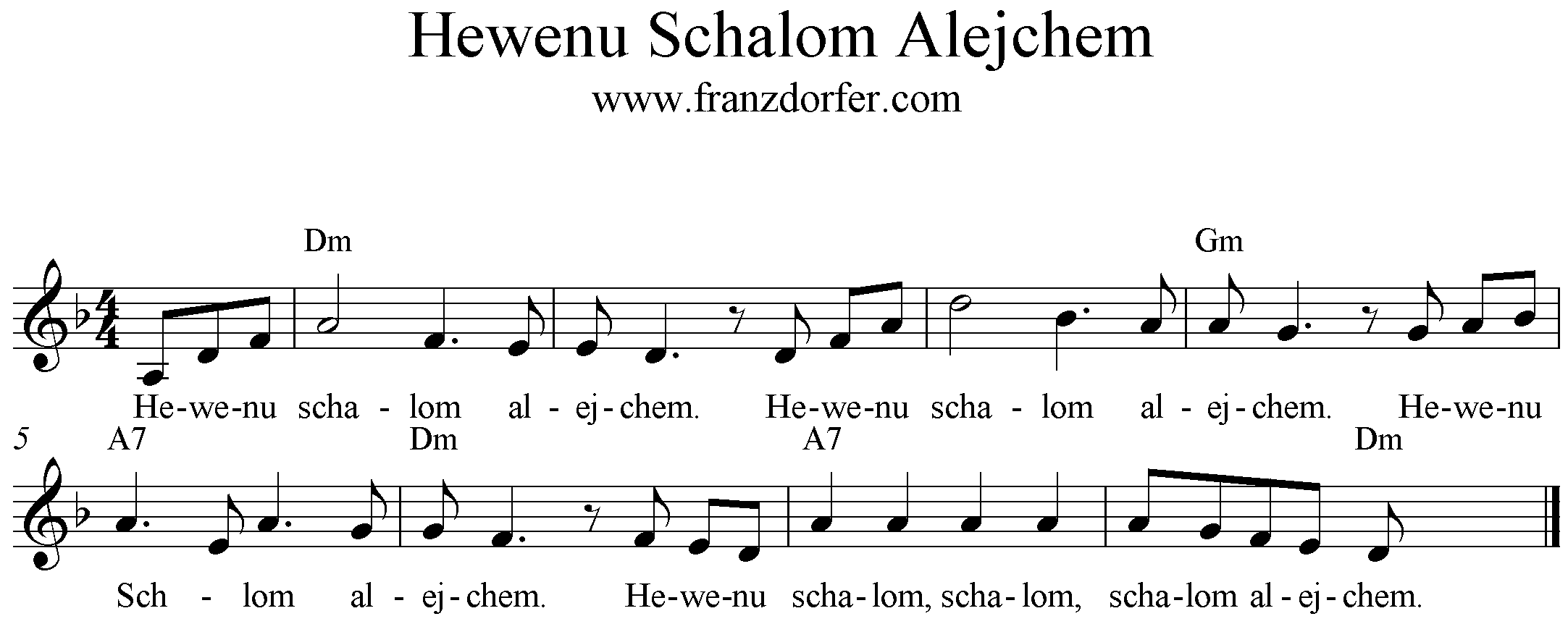 hevenu schalom alejchem sheetmusic